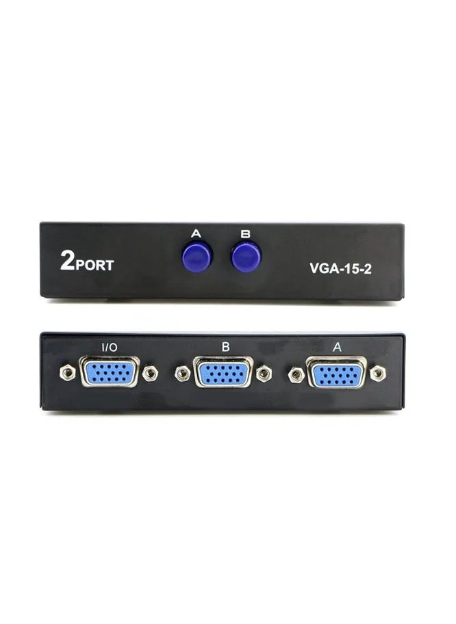 ماركة غير محددة - مفتاح مقسم VGA 2 في 1 مخرج 2 منفذ VGA مفتاح فيديو VGA ثنائي الاتجاه لشاشة الكمبيوتر والتلفزيون - Image 1