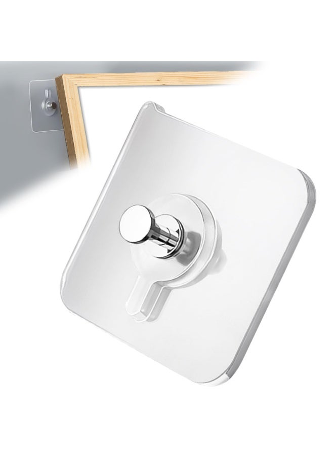 Picture hanger, 20 pieces of transparent self-adhesive hanger hooks, waterproof adhesive wall hanger, wall mounted hanger, heavy-duty nail free wall hanger, no trace nails, photo frame stickers, suitable for home kitchens, bathrooms, offices  - Image 1