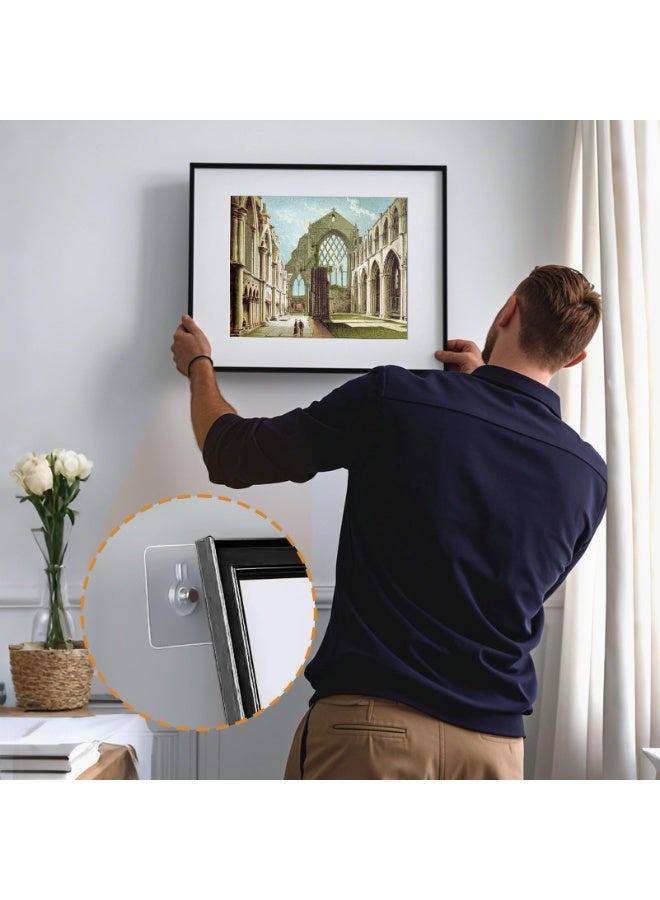 Picture hanger, 20 pieces of transparent self-adhesive hanger hooks, waterproof adhesive wall hanger, wall mounted hanger, heavy-duty nail free wall hanger, no trace nails, photo frame stickers, suitable for home kitchens, bathrooms, offices  - Image 4