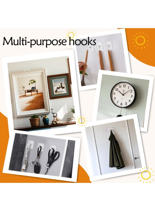 Picture hanger, 20 pieces of transparent self-adhesive hanger hooks, waterproof adhesive wall hanger, wall mounted hanger, heavy-duty nail free wall hanger, no trace nails, photo frame stickers, suitable for home kitchens, bathrooms, offices  - Image 2