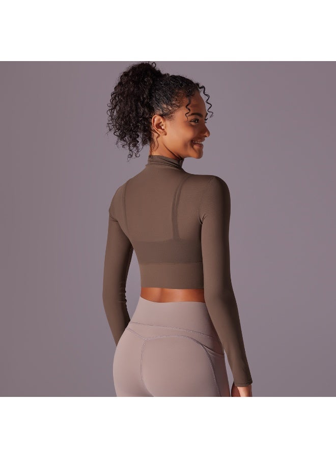Mesh Slim Fit Long Sleeved Fitness Yoga Crop Tops Padded Workout Sweatshirts Women's Tracksuit Gym Wear Woman Outfit Gym Clothes - Image 3