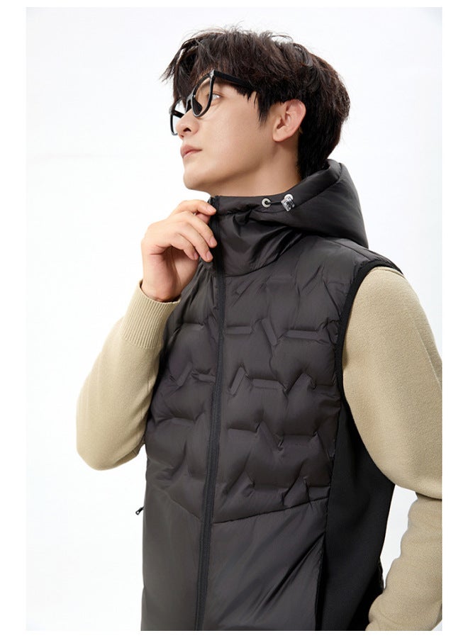 Outdoor Football Training Suit Men's Warm Sleeveless Hooded Waterproof Down Sports Vest Running Winter Customization