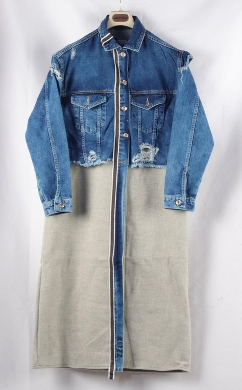 Special Collection, Long Denim Jacket with Ripped Details (3024)
