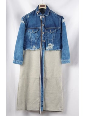 Alexander Gardi Special Collection, Long Denim Jacket with Ripped Details (3024)  - Image 2