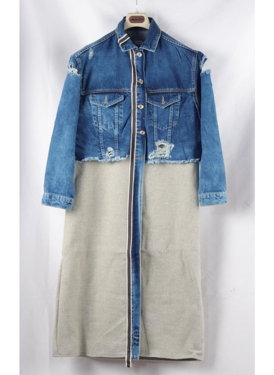 Alexander Gardi - Special Collection, Long Denim Jacket with Ripped Details (3024) - Image 1