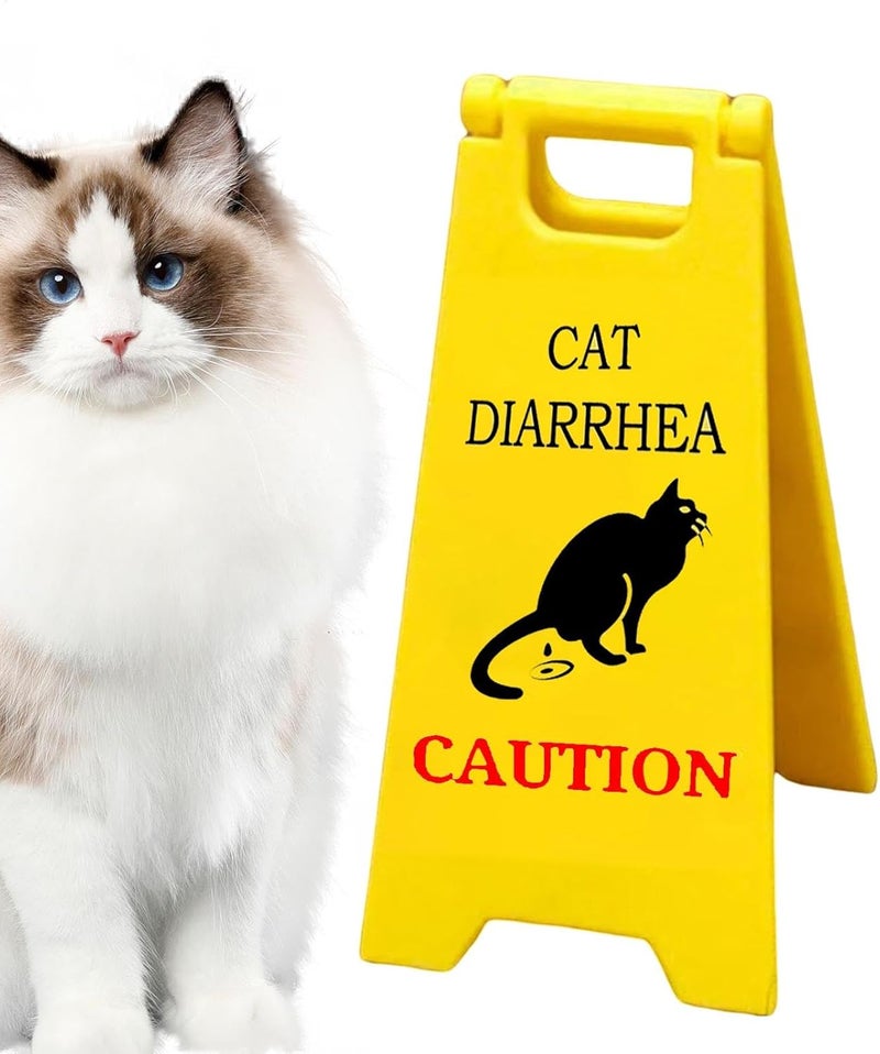 Cat Vomit Sign, 3d Printed Funny Caution Sign, Novelty Black Cat Humor Desk Decoration, 4.72x2.36x4.72 Inches, Cute Gag Gift Classroom, Bathroom Decor, Perfect for Cat Lovers and Animal Enthusiasts - Image 1