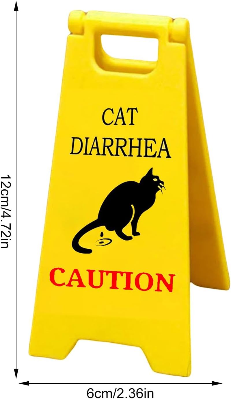 Cat Vomit Sign, 3d Printed Funny Caution Sign, Novelty Black Cat Humor Desk Decoration, 4.72x2.36x4.72 Inches, Cute Gag Gift Classroom, Bathroom Decor, Perfect for Cat Lovers and Animal Enthusiasts - Image 2