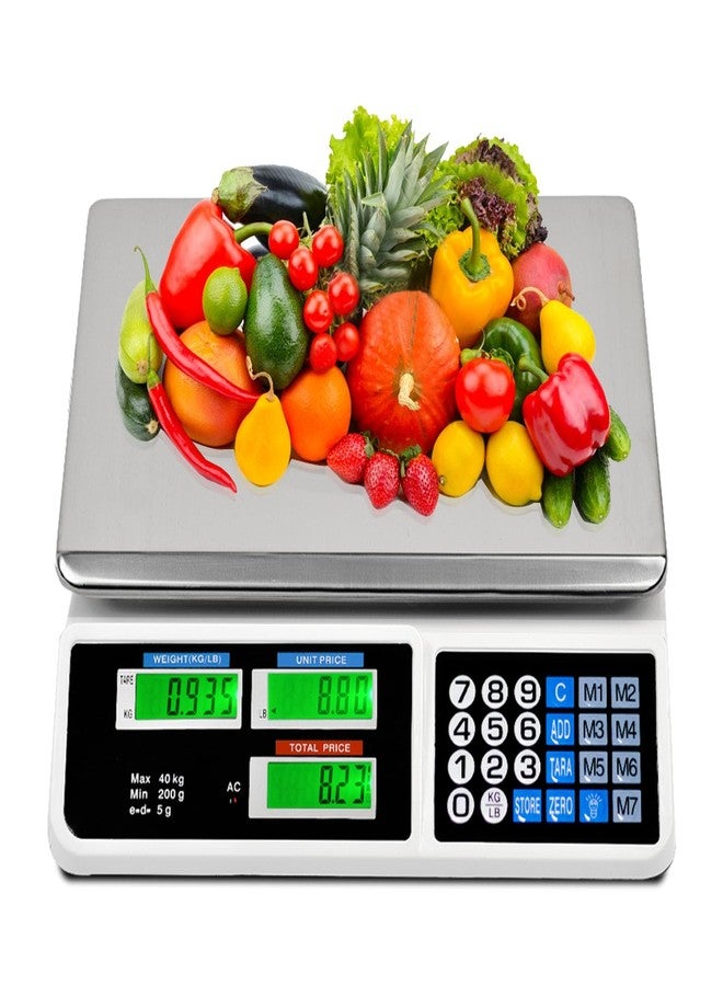 C-CHAIN 88LB Digital Price Scale Electronic Price Computing Scale LCD Digital Commercial Food Meat Weight Scale, Upgraded Version - Image 1