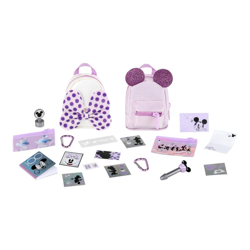 REAL LITTLES Disney 100 Anniversary Pack. Mickey & Minnie Shimmer Together Mini Backpacks. 2 Exclusive Mini Backpacks with 12 Exclusive Mini Stationery Items Inside - Image 1