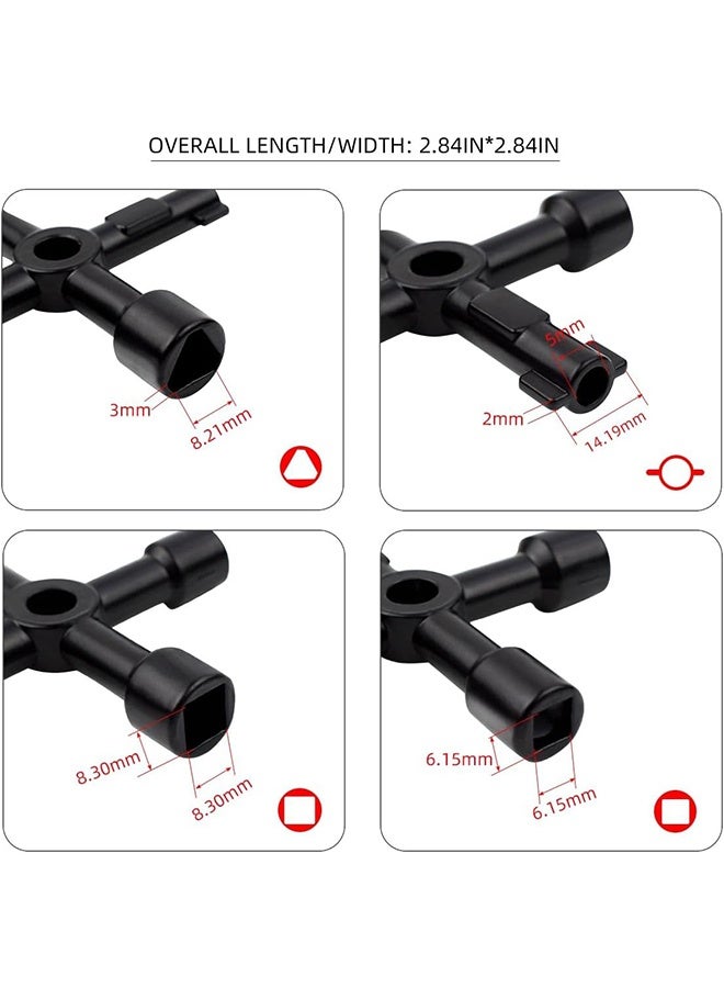 2 Pack Sill Key Set, 4 Way Water Key Tool, Multi-Functional Sil Water Keys for Valves, Faucets, and Sots - Image 2