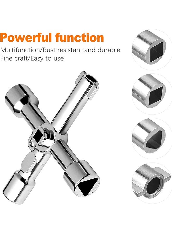 2 Pack Sill Key Set, 4 Way Water Key Tool, Multi-Functional Sil Water Keys for Valves, Faucets, and Sots - Image 3