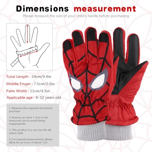 PATPAT® 1Pair Cartoon Superhero Printed Kids Hand Gloves for Winter for Boys Aged 7-14, Touch Screen Finger Anti-Slip Design, Ski Gloves, Bike Gloves Windproof Waterproof Warm Riding Winter Gloves - Image 2