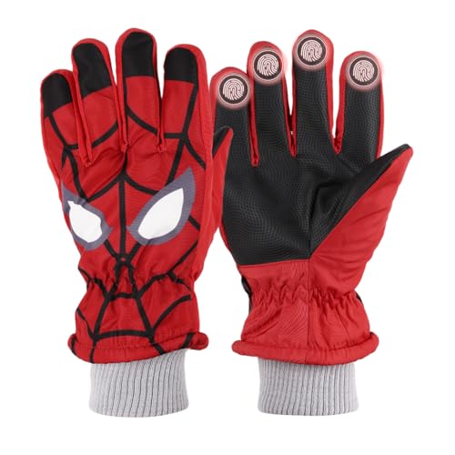 PATPAT® 1Pair Cartoon Superhero Printed Kids Hand Gloves for Winter for Boys Aged 7-14, Touch Screen Finger Anti-Slip Design, Ski Gloves, Bike Gloves Windproof Waterproof Warm Riding Winter Gloves - Image 1