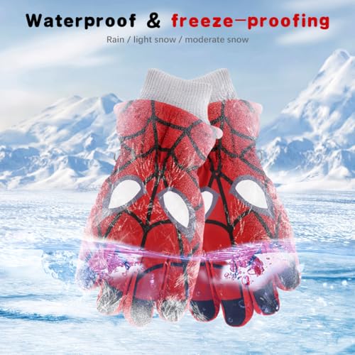 PATPAT® 1Pair Cartoon Superhero Printed Kids Hand Gloves for Winter for Boys Aged 7-14, Touch Screen Finger Anti-Slip Design, Ski Gloves, Bike Gloves Windproof Waterproof Warm Riding Winter Gloves - Image 5