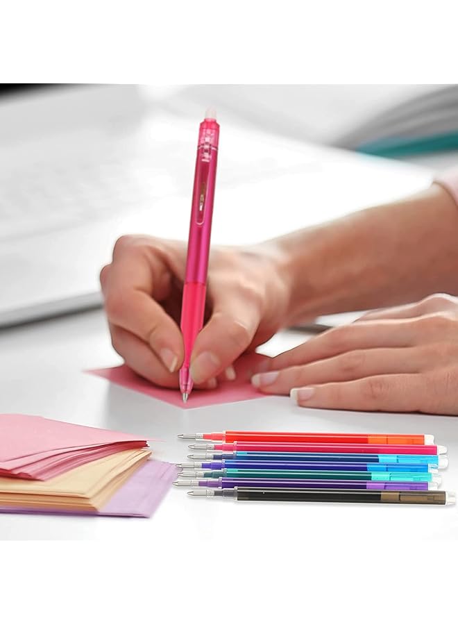 erorex Erasable Pen Refills 7 Assorted Colors Gel Ink Refills Medium Fine Point Erasable Pens Refill Compatible With Retractable Click Pens Erasable Pens For Writing Planner Fine Point 0.7 Mm 14 Pcs  - Image 2