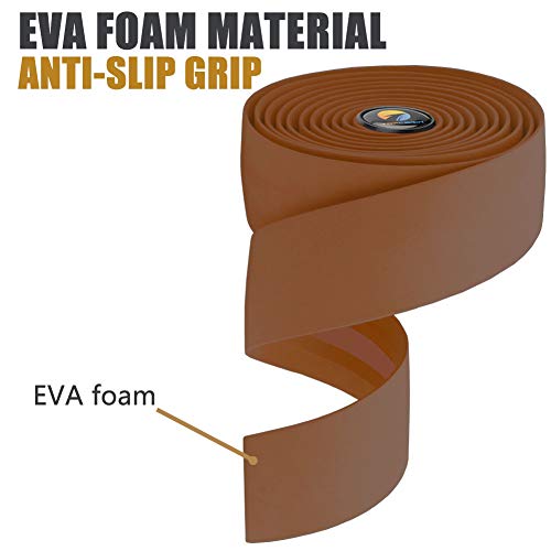 TOPCABIN Bicycle Bar Tape EVA Camouflage Series Comfort Road Bike Handlebar Tape Leather Bike Bar Tape with Bar End Plugs-2 Rolls (EVA Brown) - Image 3