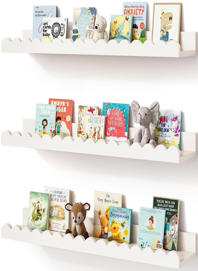Onlysky Scalloped Shelves, Nursery Book Shelves, Floating Book Shelves for Wall, Toddler Nusery Deocr - Image 1