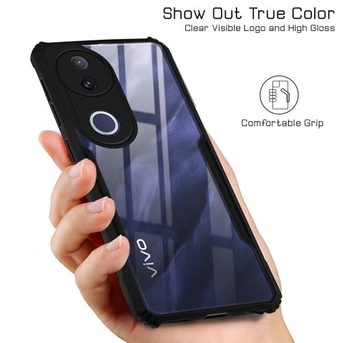 Jkobi غطاء خلفي Jkobi لهاتف Vivo T4R (مضاد للصدمات مع لوحة بولي كربونات شفافة | أسود احترافي) - Image 3