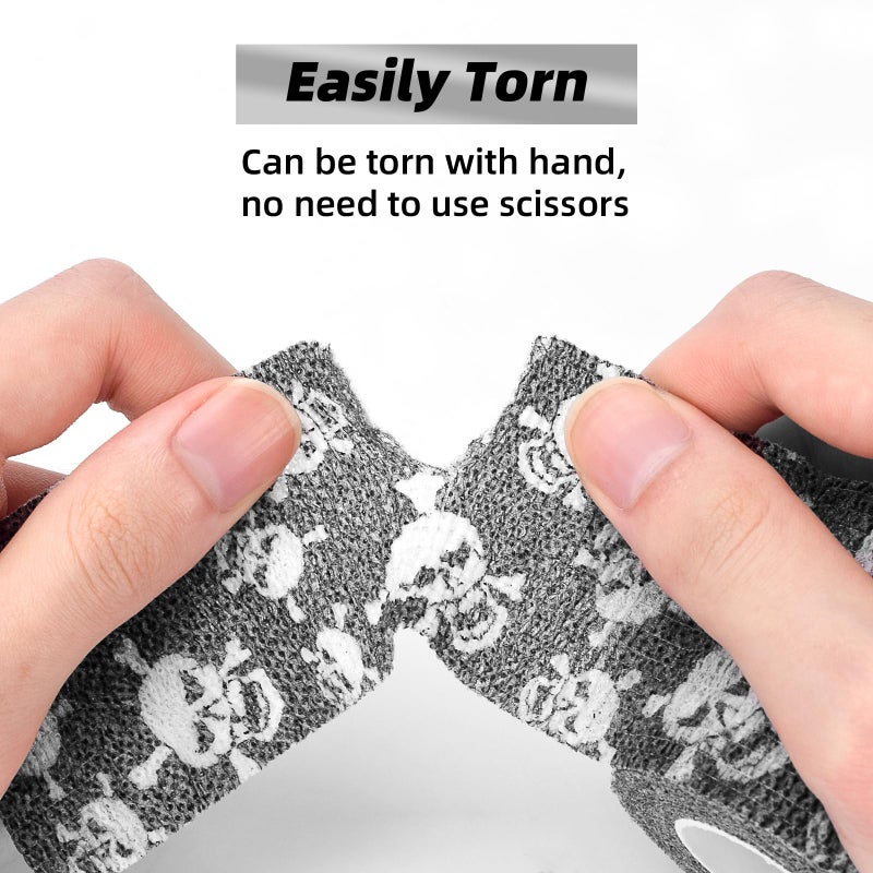 JimKing Tattoo Grip Cover, Tattoo Machine Handle Cover, Self-Adhesiive Tape for Sport Pet Tattoo,Elastic Bandage Wrap Roll Tattoo Machine Supply, 4pcs - Image 2