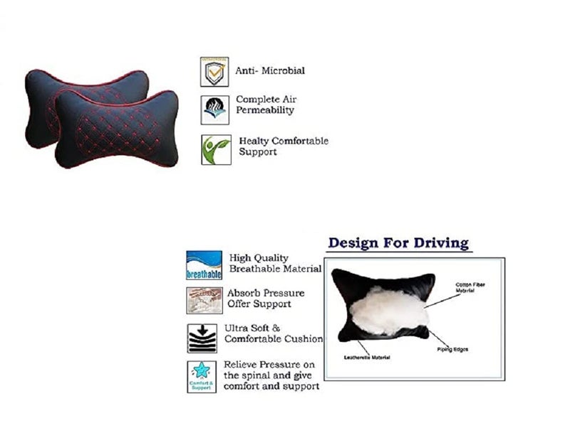 Aksmit Car Neck Cushion in RedBlack Colour with Diamond Design Universal Fit for Toyota Prius - Image 4