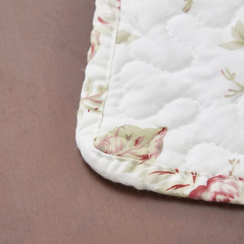 DaDa Bedding Cottage Roses Floral Dining Table Placemats - Set of 4-Pieces Quilted Cotton Dainty Flower Blossoms Garden - Decorative Linen Kitchen Tea Time Ivory White Mats - 13â€ x 19â€ - Image 5