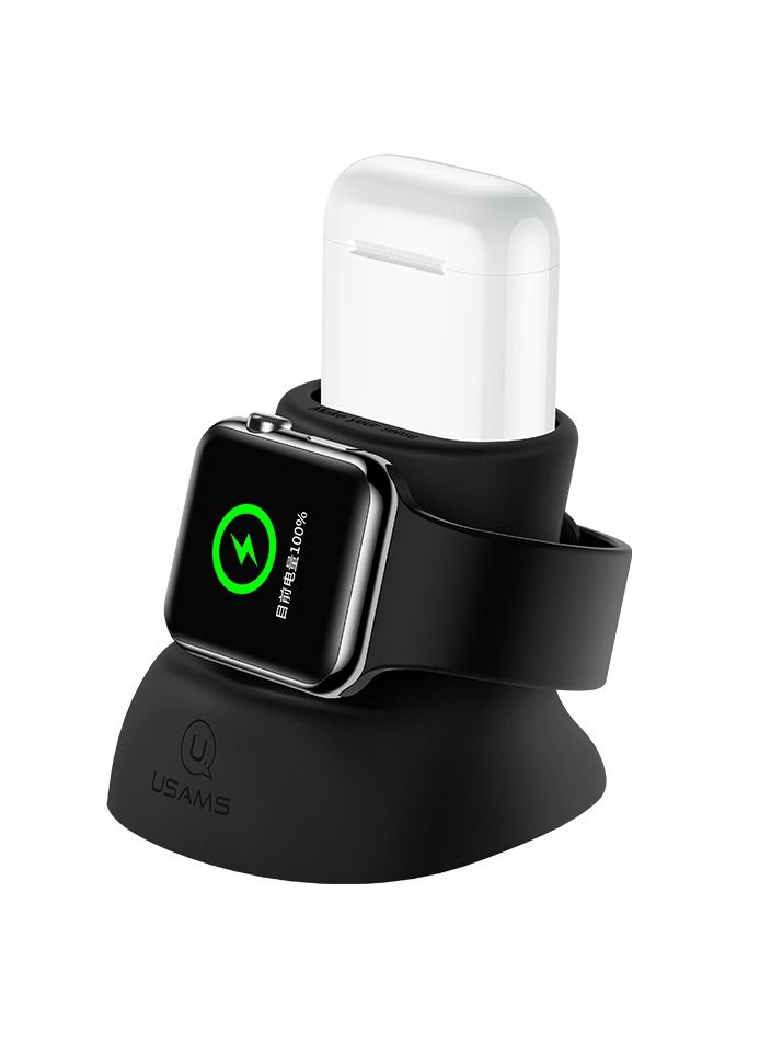Usams 2IN1 Silicon Charging Holder For Watch And Pods - Image 1