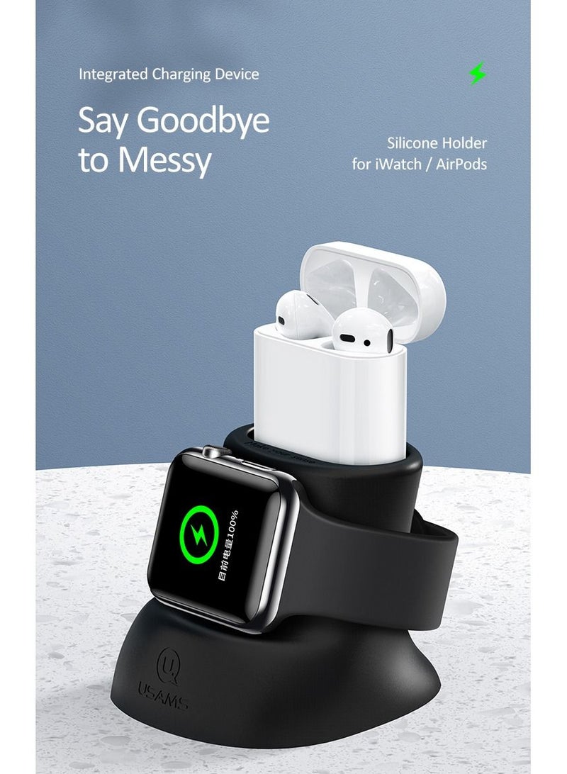 Usams 2IN1 Silicon Charging Holder For Watch And Pods - Image 2