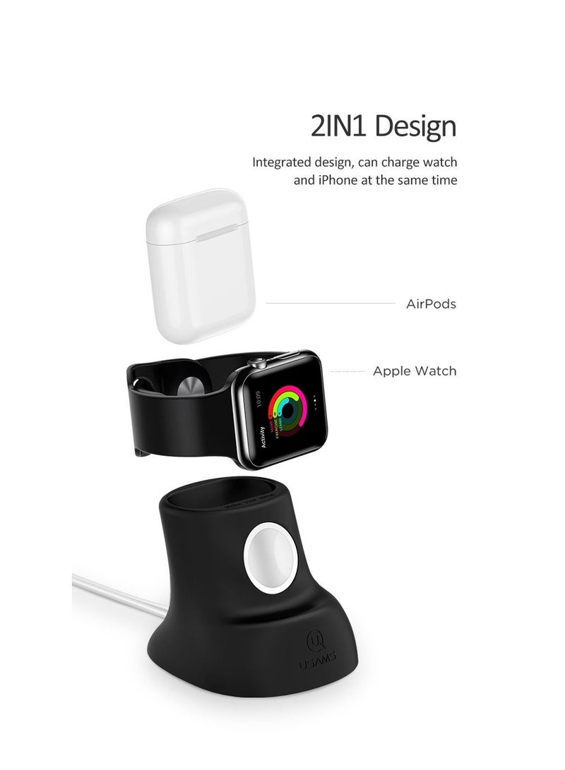 Usams 2IN1 Silicon Charging Holder For Watch And Pods - Image 3