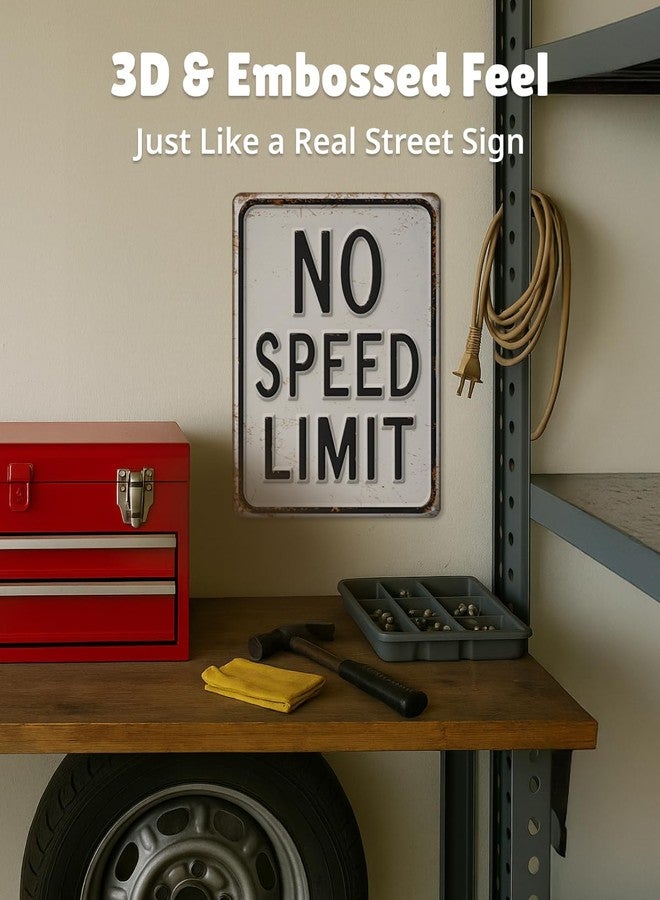 Opix Design No Speed Limit Sign - Car Wall Decor for Boys Room, Teen, Adult, Race Car Room Sign, Garage Art or Man Cave Wall Art, Street Signs Wall Decor for Bedroom Opix Design, 11x8.3 Inch Aluminum Racing - Image 3