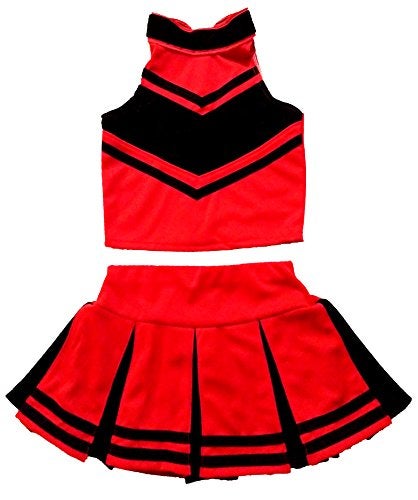 Total 2550 Little Girls' Cheerleader Cheerleading Outfit Uniform Costume Cosplay Halloween Red/Black (S / 2-5) - Image 5