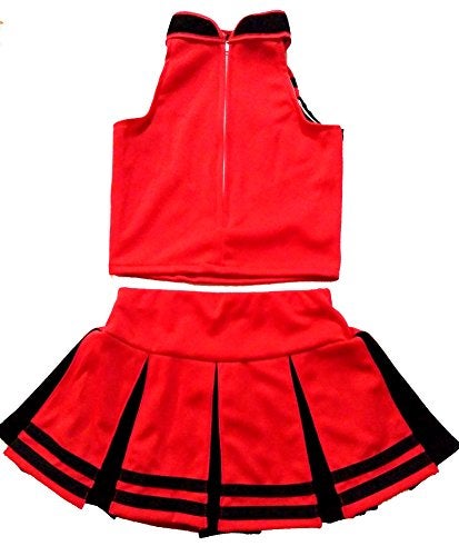Total 2550 Little Girls' Cheerleader Cheerleading Outfit Uniform Costume Cosplay Halloween Red/Black (S / 2-5) - Image 3