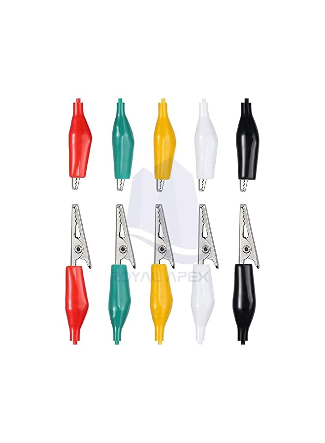 Royal Apex Royal Apex 10Pcs Colored Crocodile Clip - Double-ended Alligator Clips Cable Testing Wire Clip for Electrical Appliances Digital Test - Image 3