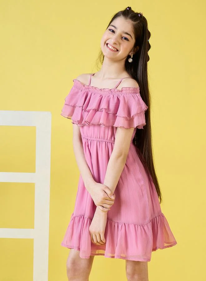 Stylo Bug Ruffled Shoulder Dress