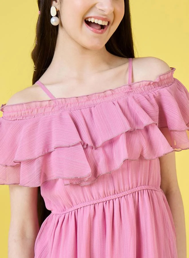 Stylo Bug Ruffled Shoulder Dress