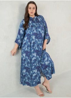 Femmella Plus Size Abstract Print Button Down A-Line Maxi Dress by Styli  - Image 5