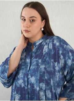 Femmella Plus Size Abstract Print Button Down A-Line Maxi Dress by Styli  - Image 4
