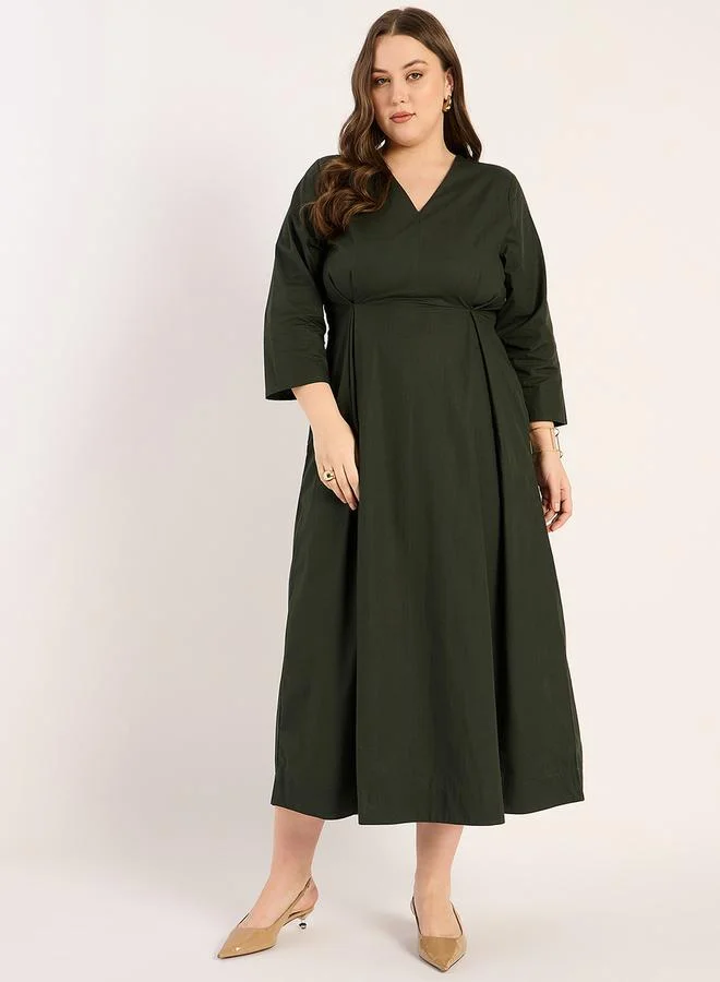 Femmella Olive V-Neck Dress