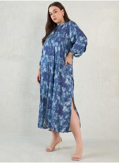 Femmella Plus Size Abstract Print Button Down A-Line Maxi Dress by Styli  - Image 3