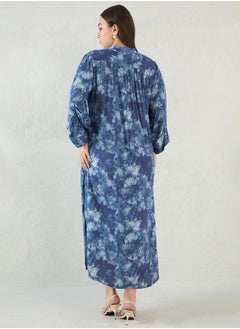 Femmella Plus Size Abstract Print Button Down A-Line Maxi Dress by Styli  - Image 2