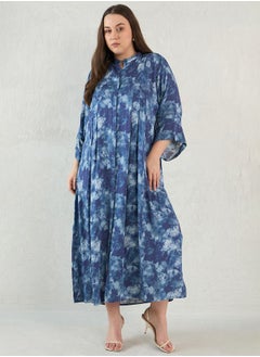 Femmella Plus Size Abstract Print Button Down A-Line Maxi Dress by Styli  - Image 1