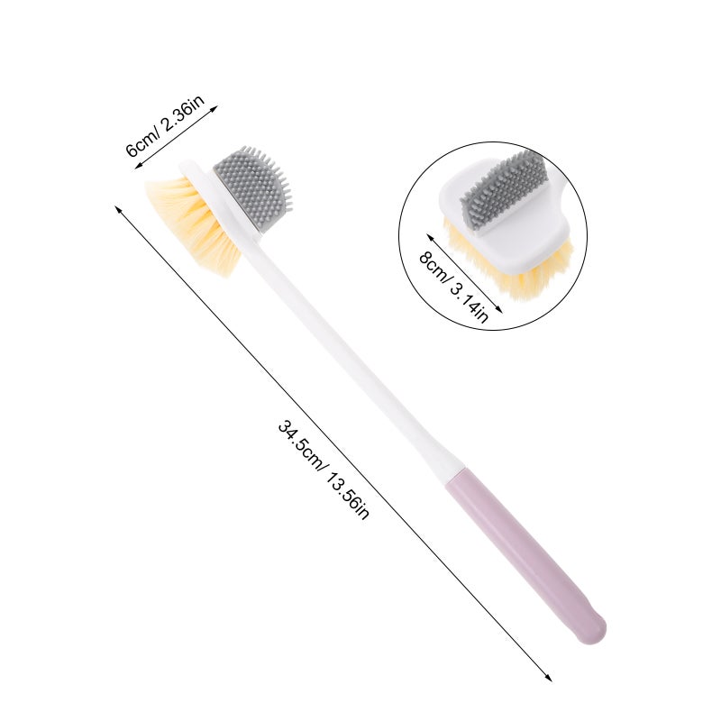 Long Handle Purple Foot Scrubber with Dual Sided Soft Bristles for Gentle Exfoliating and Toe Cleaning - Image 2