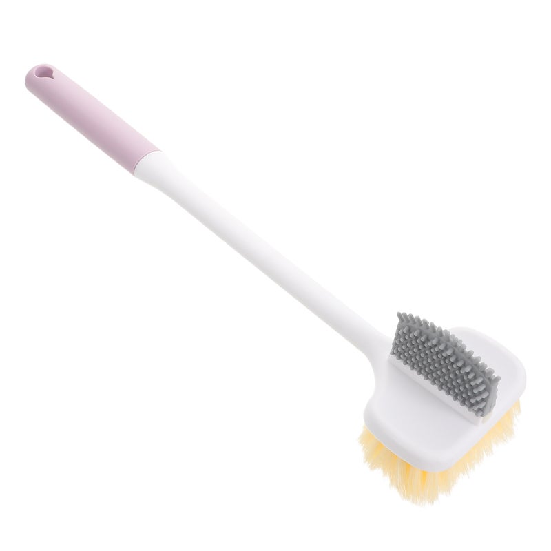 Long Handle Purple Foot Scrubber with Dual Sided Soft Bristles for Gentle Exfoliating and Toe Cleaning - Image 4