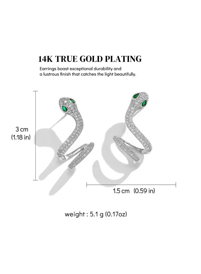 Luckam 1 Pair Snake Earrings for Women, 14K Vintage Snake Earrings Boho Snake Cartilage Ear Wrap Earrings Cubic Zirconia Boho Snake Earrings Jewelry for Women Girls - Image 3