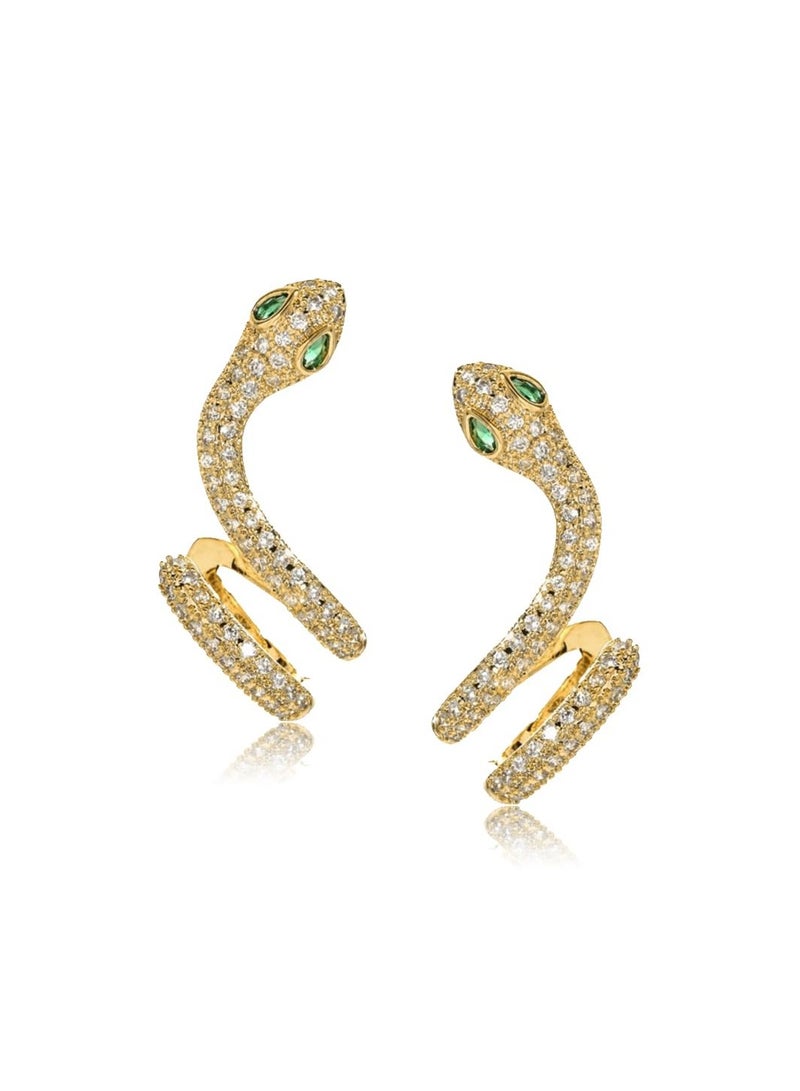 Luckam 1 Pair Snake Earrings for Women, 14K Vintage Snake Earrings Boho Snake Cartilage Ear Wrap Earrings Cubic Zirconia Boho Snake Earrings Jewelry for Women Girls - Image 1