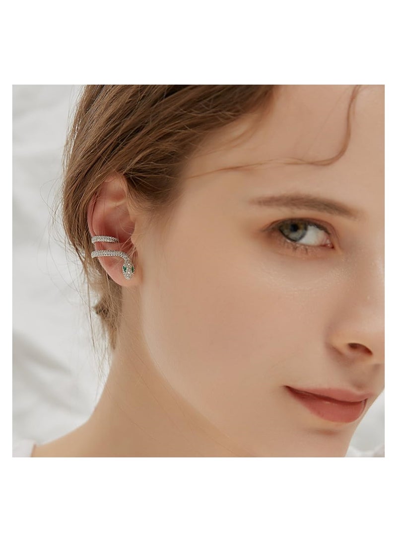 Luckam 1 Pair Snake Earrings for Women, 14K Vintage Snake Earrings Boho Snake Cartilage Ear Wrap Earrings Cubic Zirconia Boho Snake Earrings Jewelry for Women Girls - Image 2