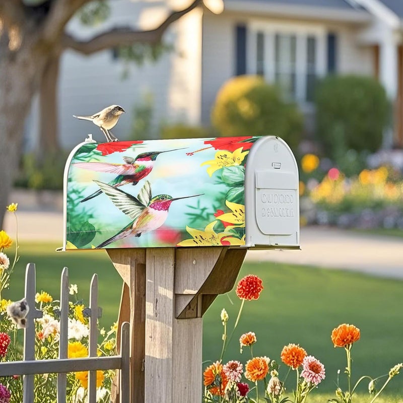Xeerrfan Mailbox Covers Magnetic Standard Size 18 x 21 Inch Beautiful Flowers in Spring,Mailbox Wraps for Garden Yard Home Outdoor Decor (Hummingbird) - Image 1