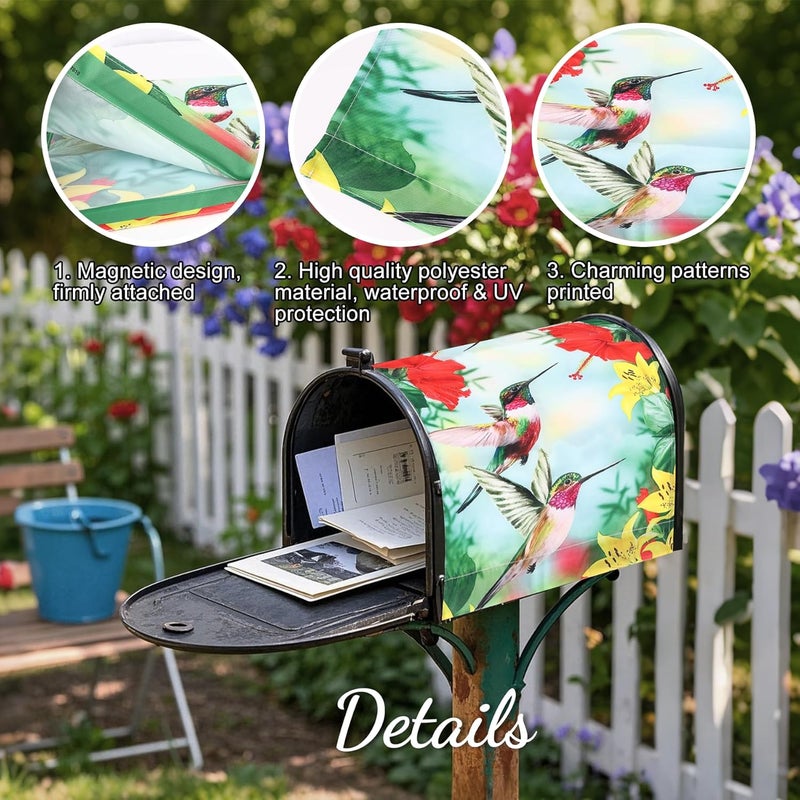Xeerrfan Mailbox Covers Magnetic Standard Size 18 x 21 Inch Beautiful Flowers in Spring,Mailbox Wraps for Garden Yard Home Outdoor Decor (Hummingbird) - Image 5