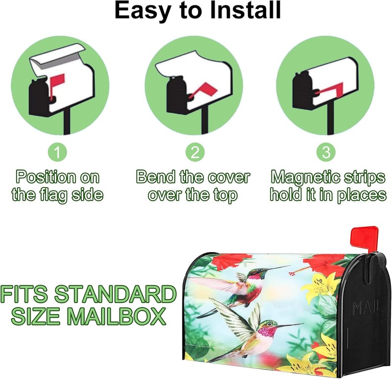 Xeerrfan Mailbox Covers Magnetic Standard Size 18 x 21 Inch Beautiful Flowers in Spring,Mailbox Wraps for Garden Yard Home Outdoor Decor (Hummingbird) - Image 4