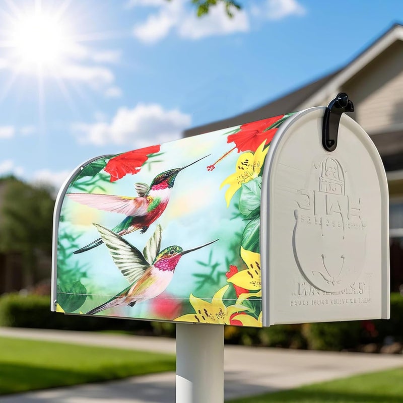 Xeerrfan Mailbox Covers Magnetic Standard Size 18 x 21 Inch Beautiful Flowers in Spring,Mailbox Wraps for Garden Yard Home Outdoor Decor (Hummingbird) - Image 2