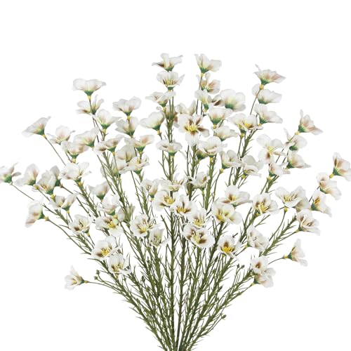 CITYES 10 Pcs Artificial Wildflowers White Fake Flower Stems 21" Silk Spring Flowers Forsythia Faux Wildflowers Floral Stems for Flower Arrangements Home Decor Indoor Outdoor Wedding Centerpieces - Image 1